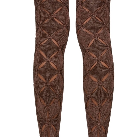Isa Boulder Ssense Exclusive Brown Knit Argyle Thigh-high Boots - Picture 2 of 6